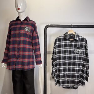 Camisa Oversize Cuadros Estilo Leñador con Detalle Numérico