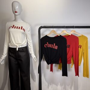 Crop Top "Chula" Manga Larga con Nudo Frontal