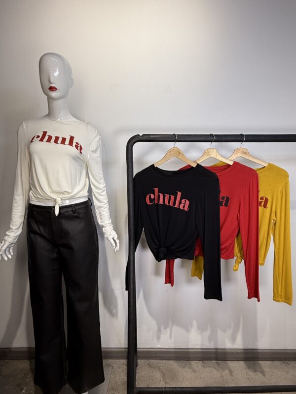 Crop Top "Chula" Manga Larga con Nudo Frontal