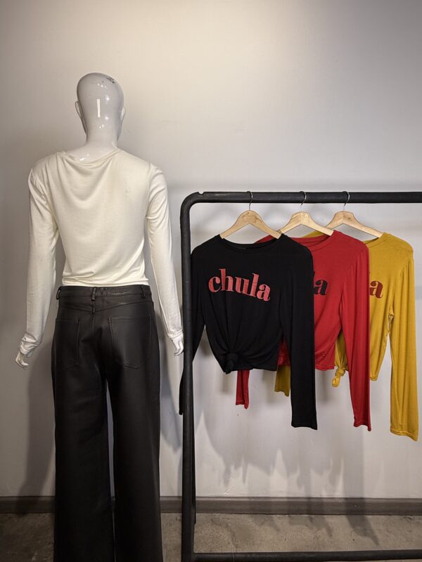 Crop Top "Chula" Manga Larga con Nudo Frontal