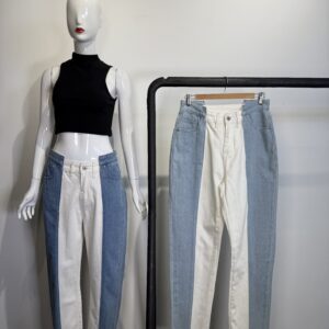 Jeans Rectos Bicolor Bloque de Color