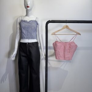 Crop Top Corsetero de Tirantes Estampado Rayas