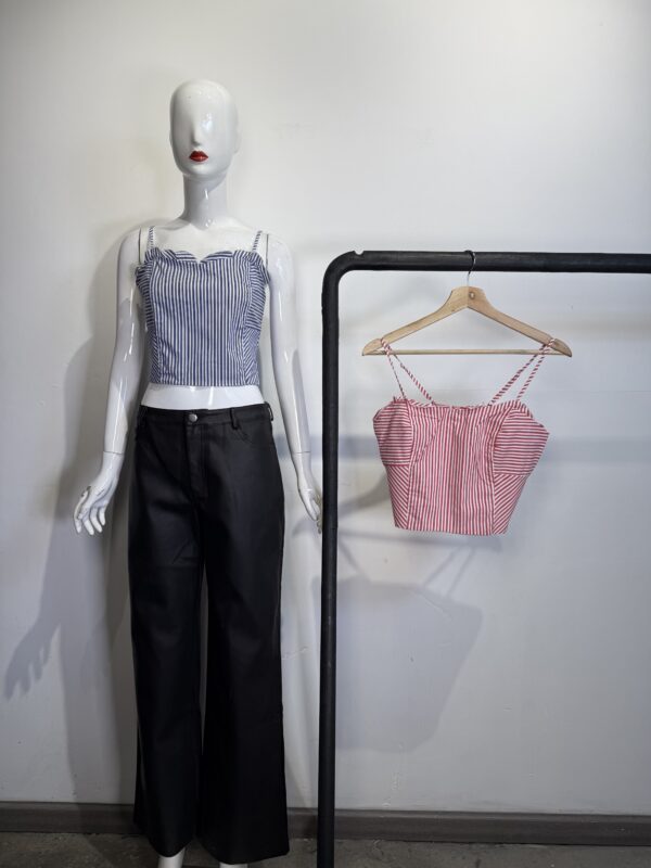 Crop Top Corsetero de Tirantes Estampado Rayas