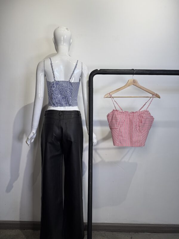 Crop Top Corsetero de Tirantes Estampado Rayas