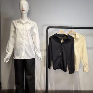 Blusa Camisera de Satén con Lazo Trasero