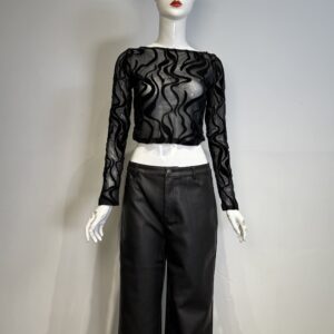Top de Malla Transparente con Diseño Ondulado